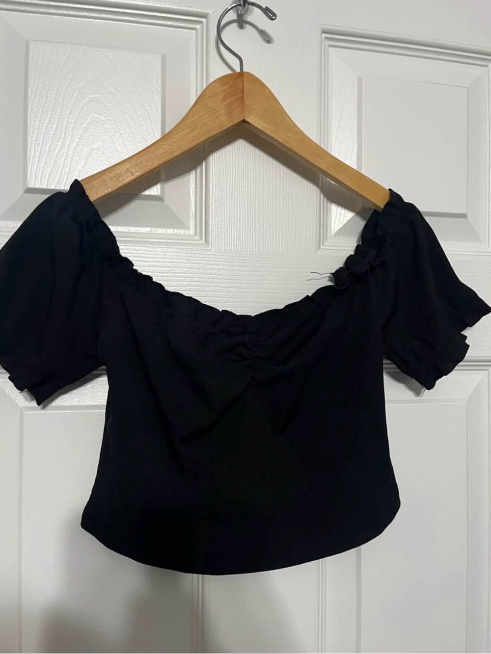 Black Off-the-Shoulder Cropped Top